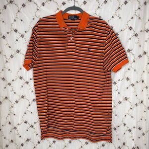 Polo by Ralph Lauren Orange and Black Striped Polo Shirt